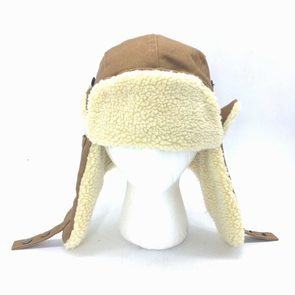 SWISS TECH Womens Warm Winter Hat Duck Cotton Faux Shearling Ear Flap Neck Strap - Picture 1 of 8